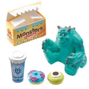 Monsters University - James P. Sullivan - Michael Wazowski - Miniature - Monsters University Campus Life - 7 - Cafeteria Tokusei Donuts (Re-Ment)
