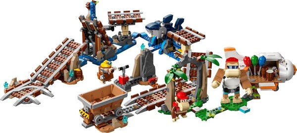 Super Mario Brothers - Diddy Kong - Funky Kong - Mole Miner - Rangwi - Lego - Lego Super Mario (71425) - Lego Super Mario Expansion Set - Diddy Kong's Mine Cart Ride (The Lego Group)